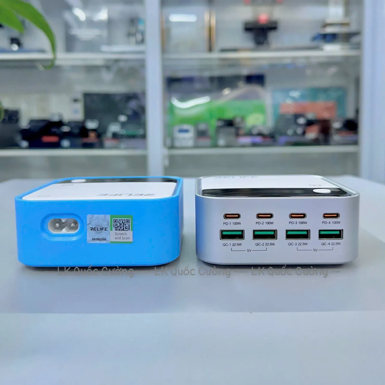 Bộ sạc 8 cổng Relife Q2 Xanh/ Xám