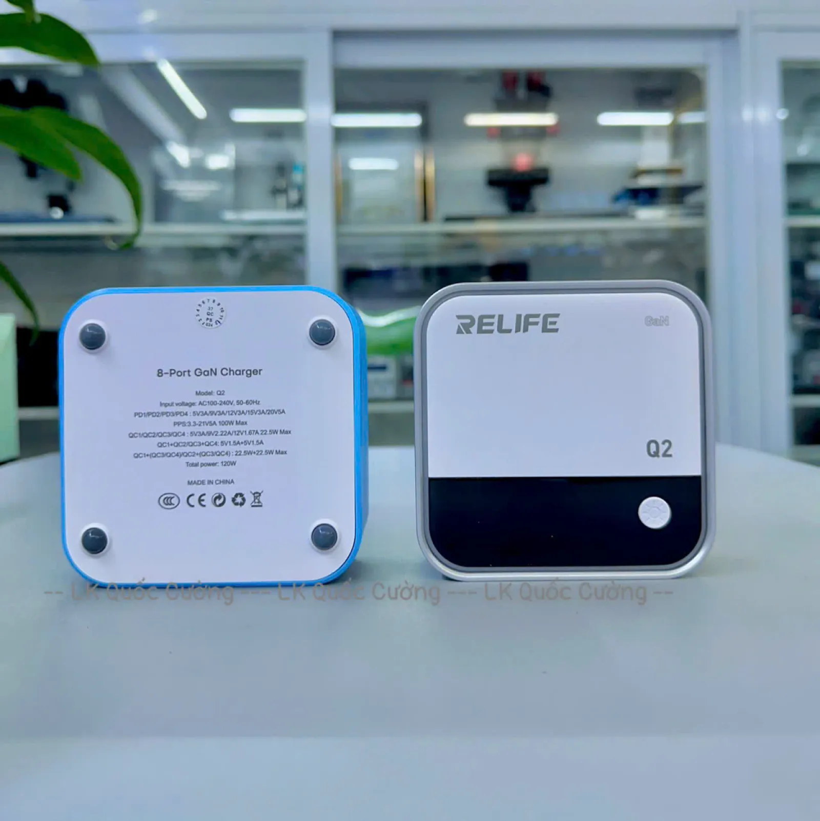 Bộ sạc 8 cổng Relife Q2 Xanh/ Xám