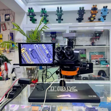 Kính hiển vi 3 mắt TBK701 kèm HDMI/ Màn hình/ trục xoay